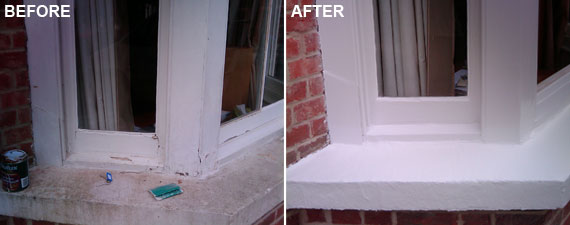 Before and after picture of a Victorian sash window.